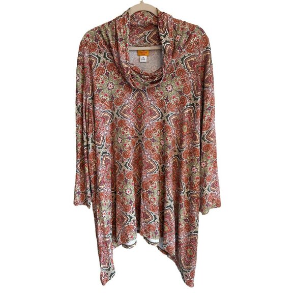 NWT Ruby Rd Womens 4X Cowl Neck Blouse Pink Stretchy Lightweight Top 25x28 Retro - Picture 2 of 7